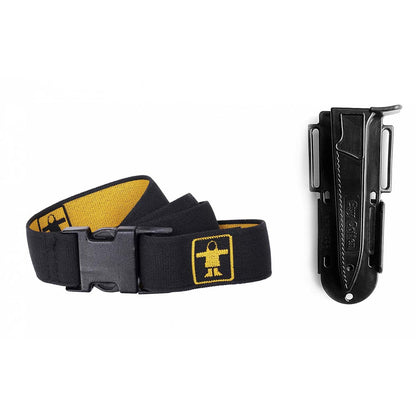 Guy Cotten black elastic belt with patented Victorinox knife holder sheath